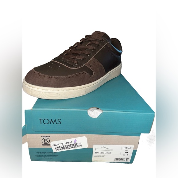 *new* TOMS TRVL Lite Court Men's Sneakers - Dark Brown Leather - Picture 9 of 10